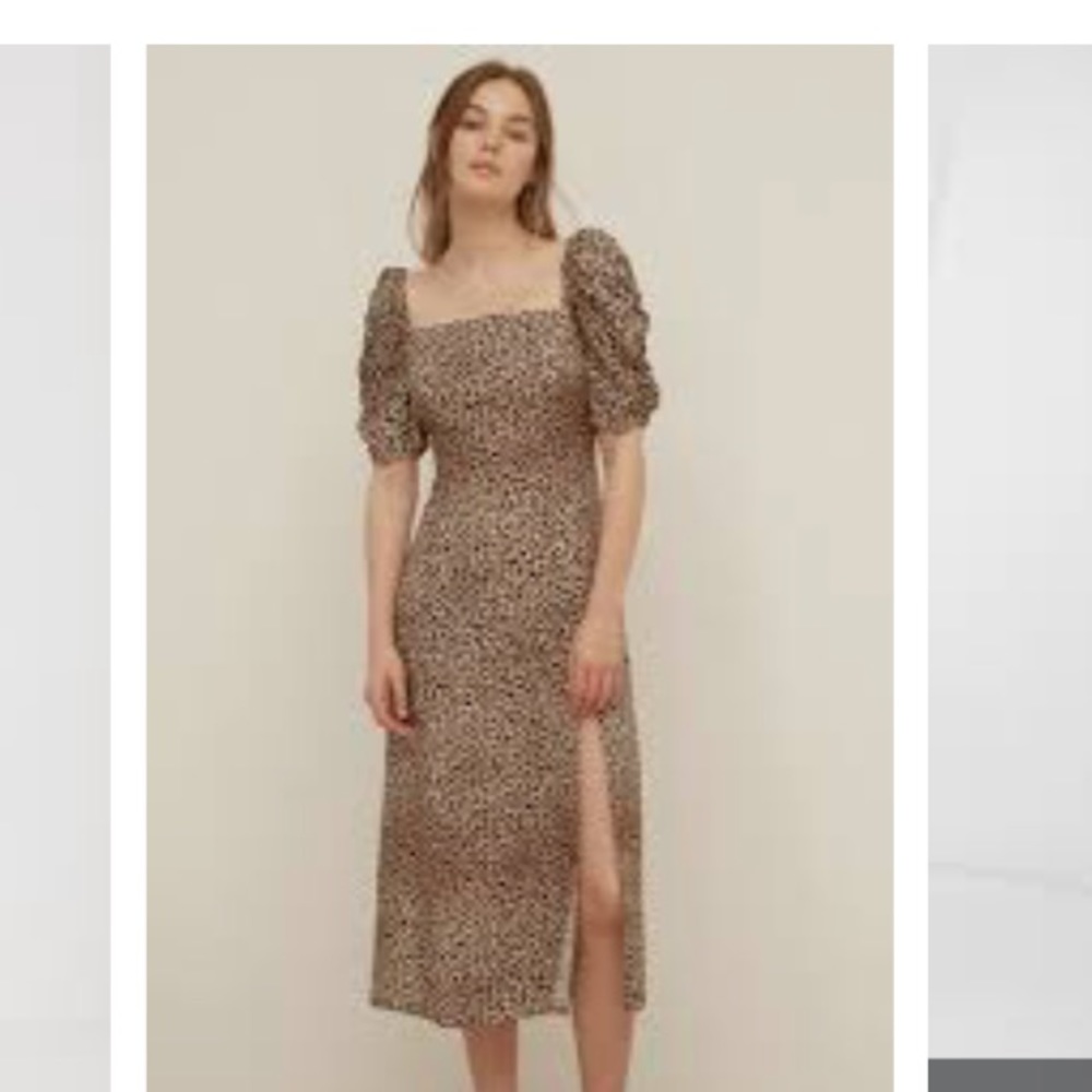 NWOT Leopard Print Midi Tea dress/ UK12/US8